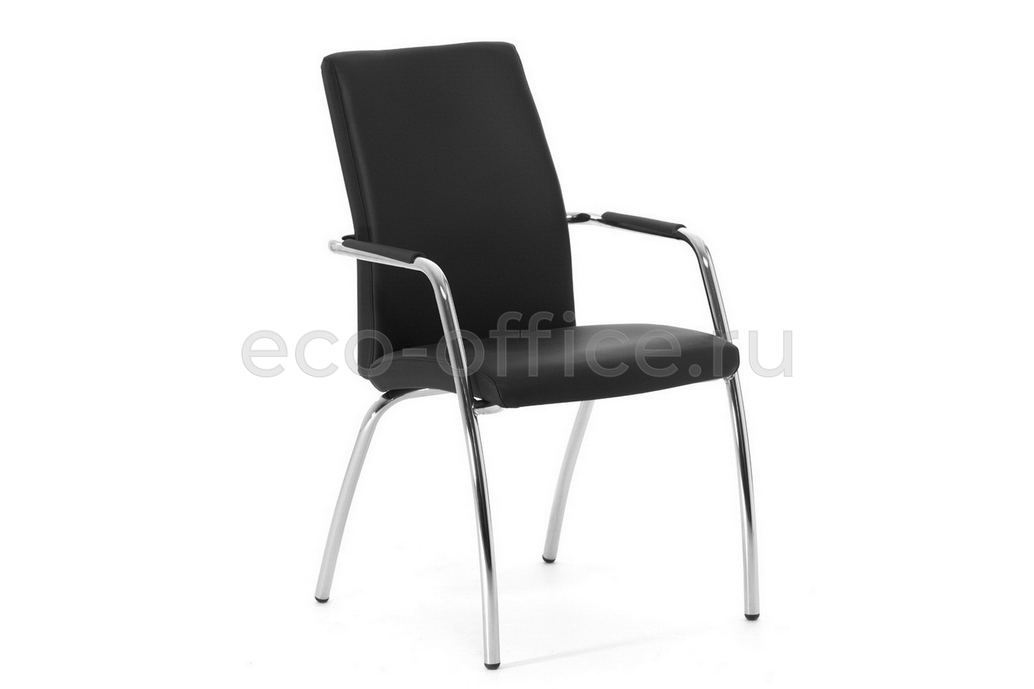 Конференц-кресло Profoffice WELL SEAT на 4 опорах Чёрная экокожа купить в Кранодаре