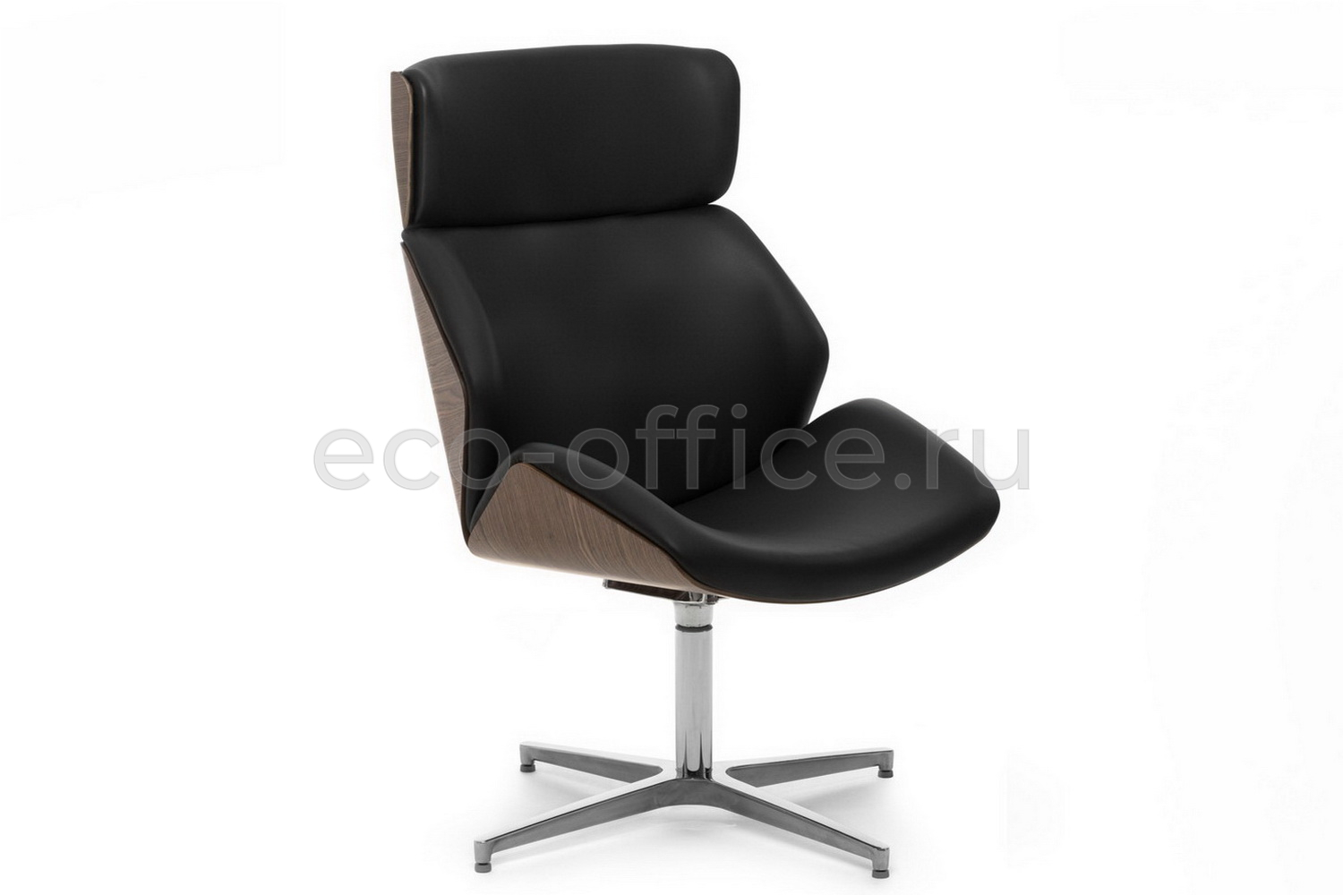 Кресло Profoffice CHARM HIGH WOOD LOUNGE Чёрная кожа купить в Кранодаре