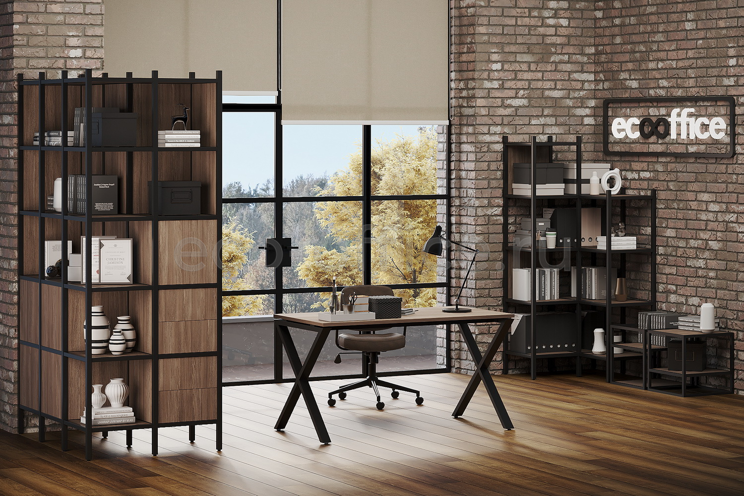 Кабинет руководителя LOFT Дуб Аризона / Чёрный металл купить в Кранодаре