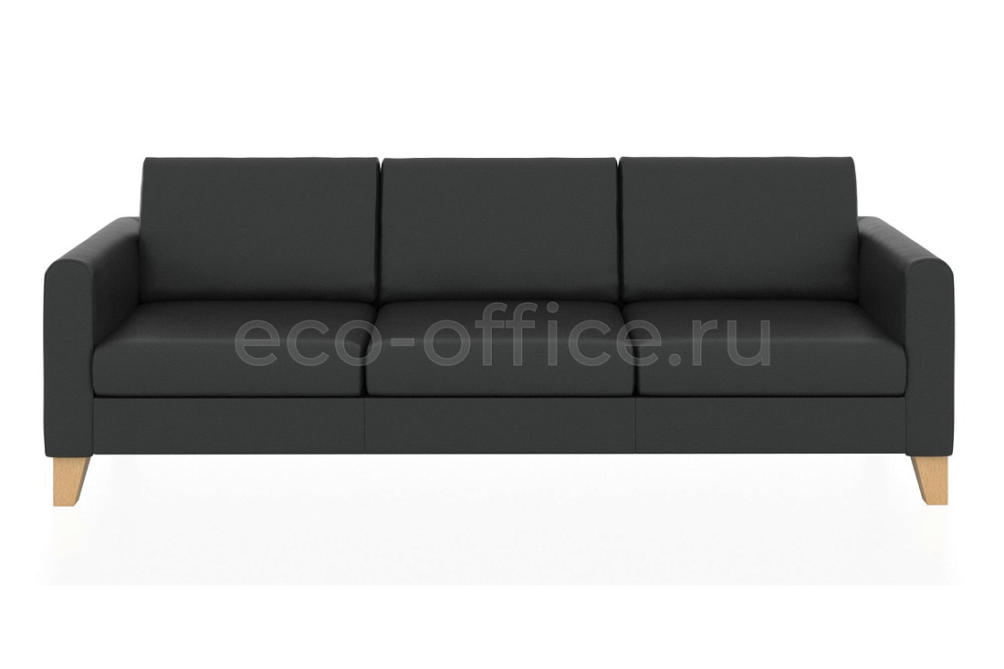 Трехместный диван БЕРГЕН экокожа Euroline 9100 Чёрный купить в Кранодаре