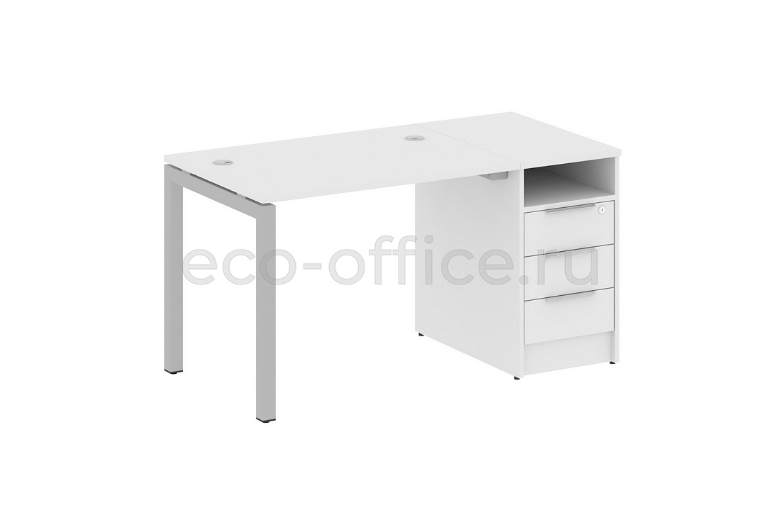 Рабочая станция с опорной тумбой METAL SYSTEM QUATTRO 5x5 50БП.РС-СТП-1.1 Белый / Серый металл купить в Кранодаре
