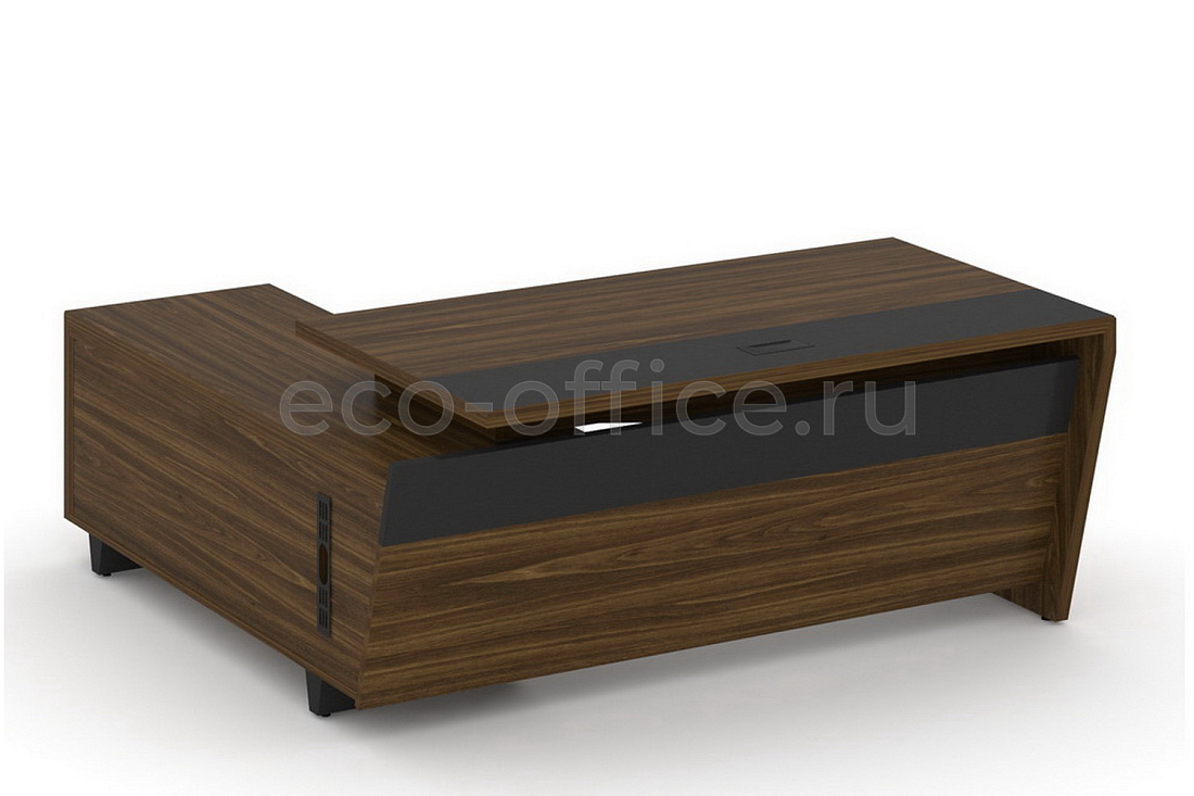 Стол руководителя с опорной тумбой CORNER COR.SRT-18(R) Орех Лоренцо купить в Кранодаре