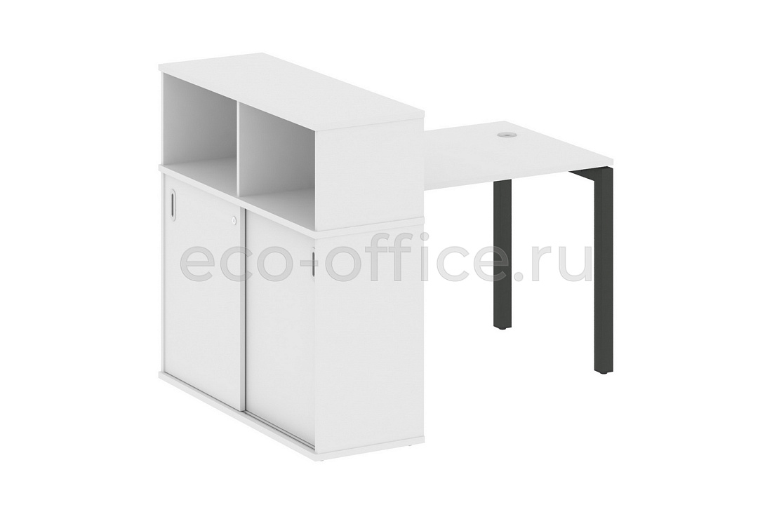 Стол письменный с опорным шкафом-купе METAL SYSTEM QUATTRO 5x5 50БП.РС-СШК-3.1 Белый / Антрацит металл купить в Кранодаре
