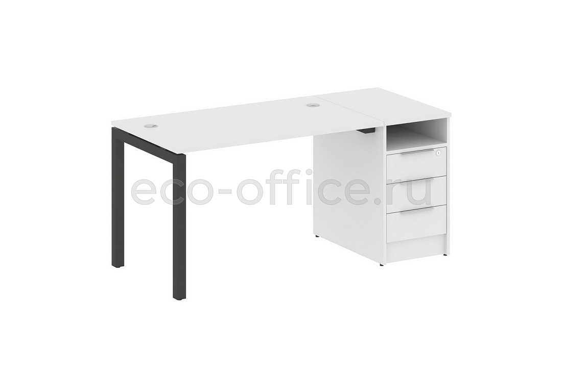 Рабочая станция с опорной тумбой METAL SYSTEM QUATTRO 5x5 50БП.РС-СТП-1.2 Белый / Антрацит металл купить в Кранодаре