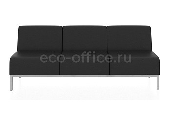 Прямой трехместный модуль КОМПАКТ экокожа Euroline 9100 Чёрный купить в Кранодаре
